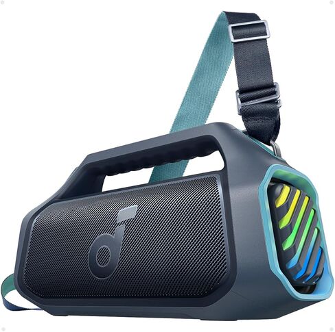مكبر صوت Soundcore Boom 2 Plus خارجي، 140 واط، 2 + 2 قناة، BassUp 2.0، 20 ساعة، شحن سريع، IPX7 مقاوم للماء، أضواء RGB، USB-C، بنك الطاقة، BT 5.3، مكبر صوت بلوتوث محمول، التخييم، الشاطئ، الفناء الخلفي in Saudi Arabia