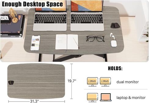 JOY worker Standing Desk Converter, 31 Inch Compact Height Adjustable Stand up Desk Riser, Ultra Low Profile Sit to Stand Desk for Laptop Riser Workstation, Black in Kuwait