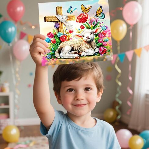 DIY Diamond Art Birthday Cards Kit - 6 Blank Greeting Cards & Envelopes with 5D Crystal Gems, Handmade Creative Gift for Adults,Includes Tools in Kuwait
