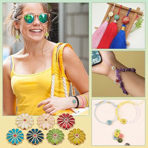 PH PandaHall 7 Colors Flower Enamel Beads 70pcs Daisy Spacer Beads 12mm Floral Bracelets Beads Metal Loose Beads Craft Beads for DIY Jewelry Making Friendship Bracelet Necklace Earring Supplies in Saudi Arabia
