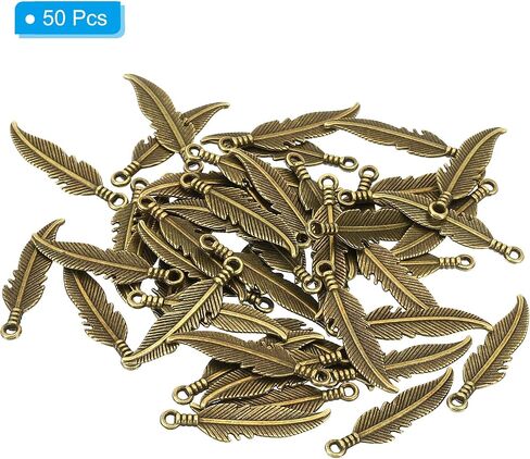 PATIKIL 50PCS ريشة سحر ميني ريشة سحر الجزء الأكبر من المعادن ديي أحلام الماسك للمجوهرات صنع الأساور أقراط in Saudi Arabia