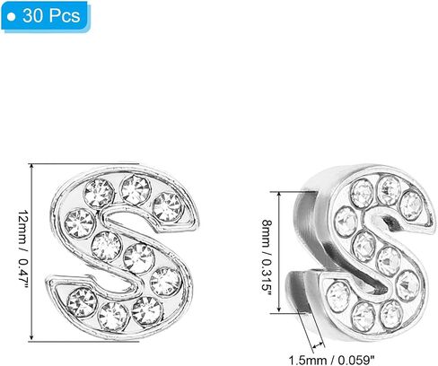 PATIKIL 30PCS Charm ، Charm Irfort Irfort Crystal Alphabet Slide Bendant for Jewelry Making Leather Collar Necklace in Saudi Arabia