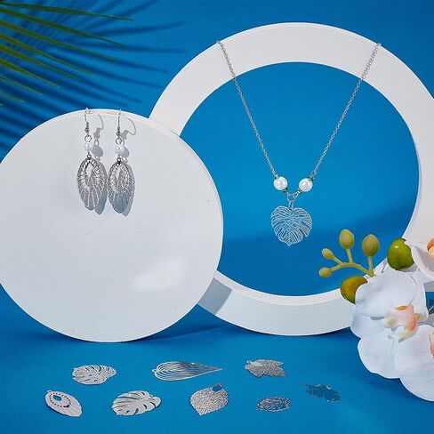 PH PandaHall 32pcs 8 Style Tree Leaf Charms, Brass Monstera Leaf Pendants Filligree Etched Maple Leaf Leaf Filigree Charms for Necklace Bracelets Earring Keychain Bag Dcoration, 0.9~1.7" m in Saudi Arabia