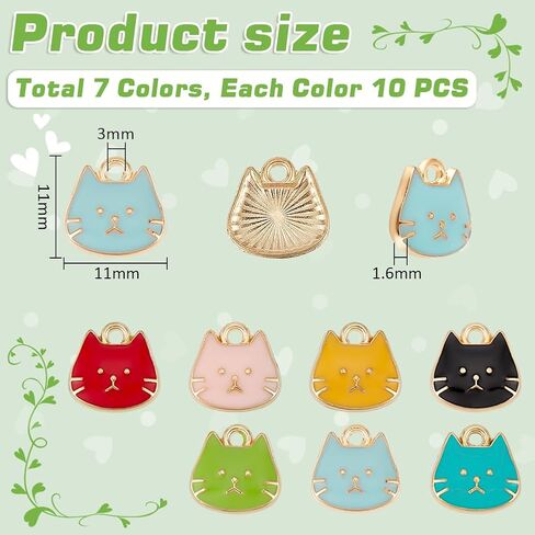 UniCraftale 70pcs Cat Charm Monamel Charm 7 Colour in Saudi Arabia