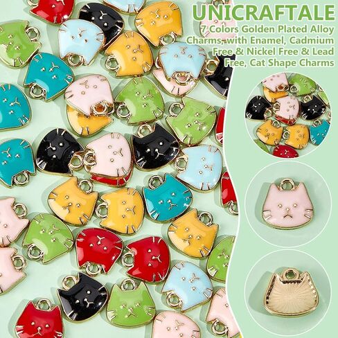 UniCraftale 70pcs Cat Charm Monamel Charm 7 Colour in Saudi Arabia