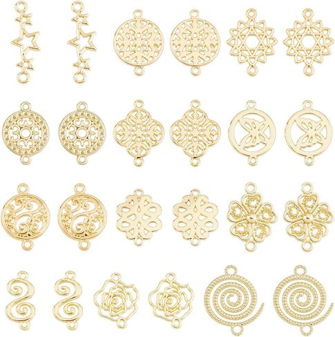 SUPERFINDINGS Baroque Style Links Connectors Gold Double Hole Pendant Connector Flower Flat Round Chinese Knot Connector Charms for DIY Jewelry Making in Saudi Arabia