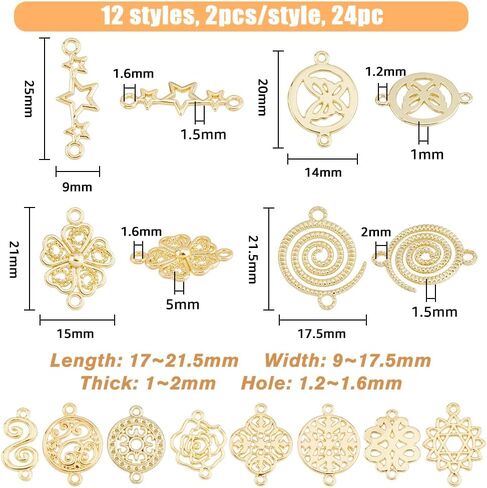 SUPERFINDINGS Baroque Style Links Connectors Gold Double Hole Pendant Connector Flower Flat Round Chinese Knot Connector Charms for DIY Jewelry Making in Saudi Arabia