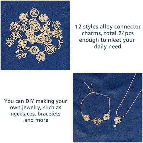 SUPERFINDINGS Baroque Style Links Connectors Gold Double Hole Pendant Connector Flower Flat Round Chinese Knot Connector Charms for DIY Jewelry Making in Saudi Arabia