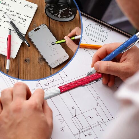 80 قطعة من هدايا أقلام الأدوات المتعددة لعيد الميلاد 6 في 1 مجموعة أقلام مفك براغي للرجال والأب قلم متعدد الوظائف مع مسطرة، مقياس المستوى، قلم حبر جاف لعيد الأب، 80 قطعة من عبوات الحبر الأسود in Kuwait