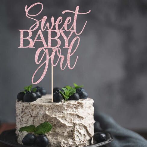 Sweet Baby Girl Cake Toppers - Baby Shower, Baby Shower, Newborn Gender Show Girl Happy Birthday Party Decoration (rose gold) in Kuwait