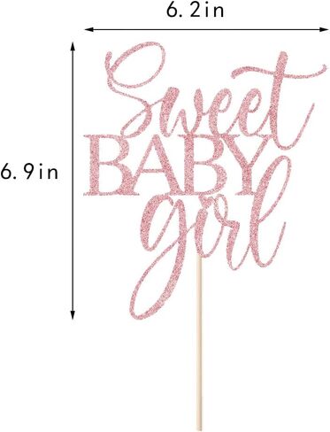 Sweet Baby Girl Cake Toppers - Baby Shower, Baby Shower, Newborn Gender Show Girl Happy Birthday Party Decoration (rose gold) in Kuwait