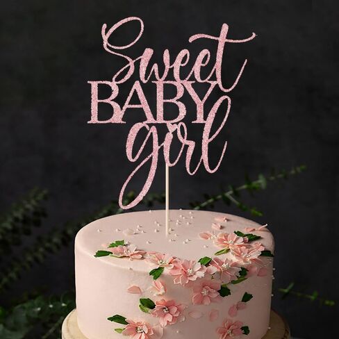 Sweet Baby Girl Cake Toppers - Baby Shower, Baby Shower, Newborn Gender Show Girl Happy Birthday Party Decoration (rose gold) in Kuwait