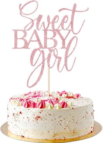 Sweet Baby Girl Cake Toppers - Baby Shower, Baby Shower, Newborn Gender Show Girl Happy Birthday Party Decoration (rose gold) in Kuwait