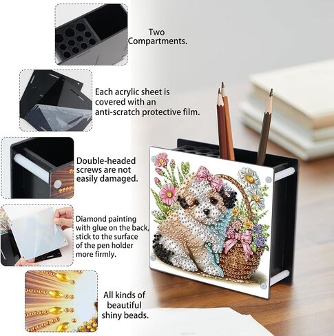 طقم الطلاء DIY Diamond ， Vase Shape Shape Diamond Paint Pen Ben ، Acrylic Daily Office Desktop Decoration Storage Item in Kuwait