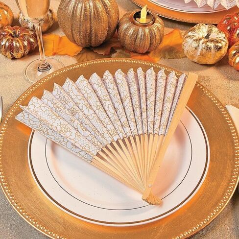 Fun Express Express Fintage Lace Folding Fans (مجموعة من 12) زخارف الزفاف ولوازم الحفلات in Saudi Arabia