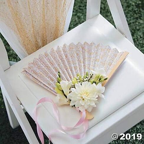 Fun Express Express Fintage Lace Folding Fans (مجموعة من 12) زخارف الزفاف ولوازم الحفلات in Saudi Arabia