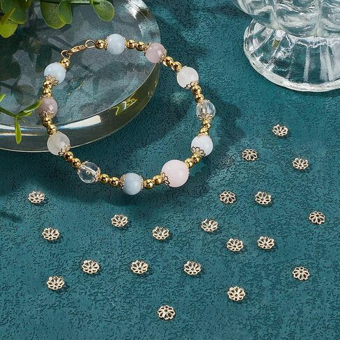 UniCraftale 200pcs 6mm 18k ذهبية مطلية بالخرز كبسولات الفولاذ المقاوم للصدأ من الفولاذ المقاوم للصدأ حبة مرتفعة حبات ذهبية الأطراف لأقراط DIY قلادة مجوهرات صنع ثقب 1 مم 1 ملم in Saudi Arabia