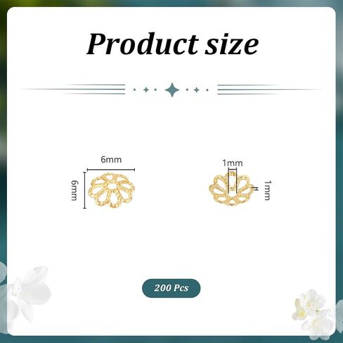 UniCraftale 200pcs 6mm 18k ذهبية مطلية بالخرز كبسولات الفولاذ المقاوم للصدأ من الفولاذ المقاوم للصدأ حبة مرتفعة حبات ذهبية الأطراف لأقراط DIY قلادة مجوهرات صنع ثقب 1 مم 1 ملم in Saudi Arabia