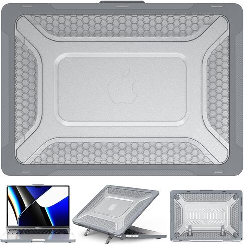 Compatible with New MacBook Pro 14 Inch (2021 2022 Release Model: A2442 M1 Pro / M1 Max Chip), Heavy Duty Rugged Shockproof TPU+PC Dual Layer Protector Case with Fold Kickstand in Saudi Arabia
