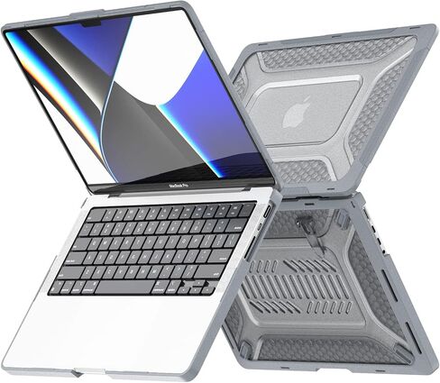 Compatible with New MacBook Pro 14 Inch (2021 2022 Release Model: A2442 M1 Pro / M1 Max Chip), Heavy Duty Rugged Shockproof TPU+PC Dual Layer Protector Case with Fold Kickstand in Saudi Arabia