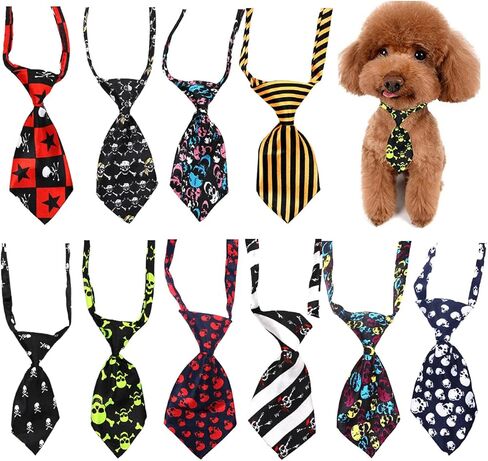 علاقات الكلاب لعيد الهالوين ، 10 أجهزة مركبة لربطات العنق الكلب للحيوانات الأليفة للهيكل العظمي جمجمة أليف رقبة جرو روابط القطط الإكسسوارات لقضاء عيد الميلاد عيد ميلاد عيد الميلاد (لون عشوائي) in Kuwait