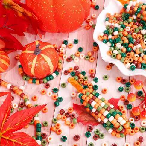3000pcs خريف المهر حبات 6 ألوان مختلطة البلاستيك حرفة حرفة خضراء برتقالية الفوارق لخريف عيد الشكر حفلة DIY Craft Netcleace Makekle in Saudi Arabia