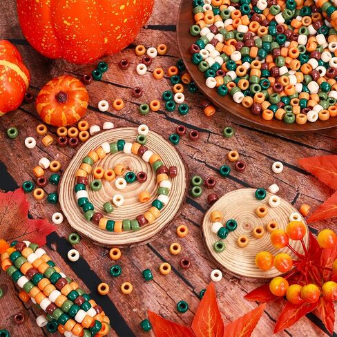 3000pcs خريف المهر حبات 6 ألوان مختلطة البلاستيك حرفة حرفة خضراء برتقالية الفوارق لخريف عيد الشكر حفلة DIY Craft Netcleace Makekle in Saudi Arabia