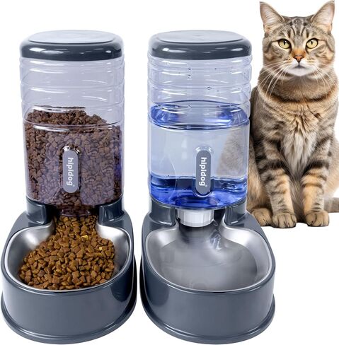 Cats Dogs Automatic Food Feeder and Water Dispenser Set 3.8L with Stainless Steel Bowl in Saudi Arabia