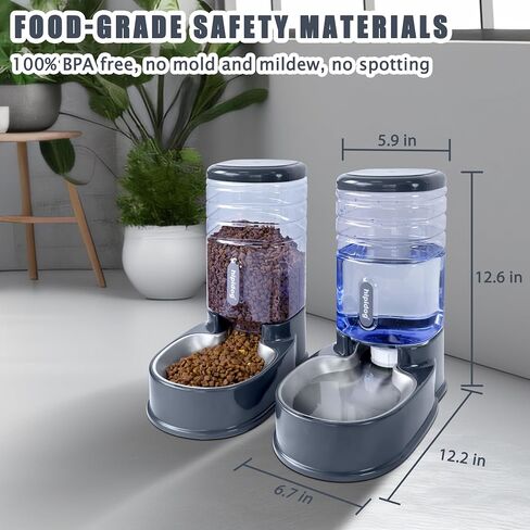 Cats Dogs Automatic Food Feeder and Water Dispenser Set 3.8L with Stainless Steel Bowl in Saudi Arabia