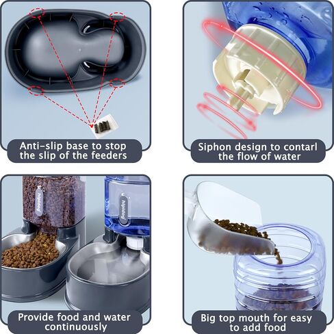 Cats Dogs Automatic Food Feeder and Water Dispenser Set 3.8L with Stainless Steel Bowl in Saudi Arabia
