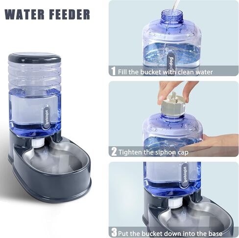 Cats Dogs Automatic Food Feeder and Water Dispenser Set 3.8L with Stainless Steel Bowl in Saudi Arabia