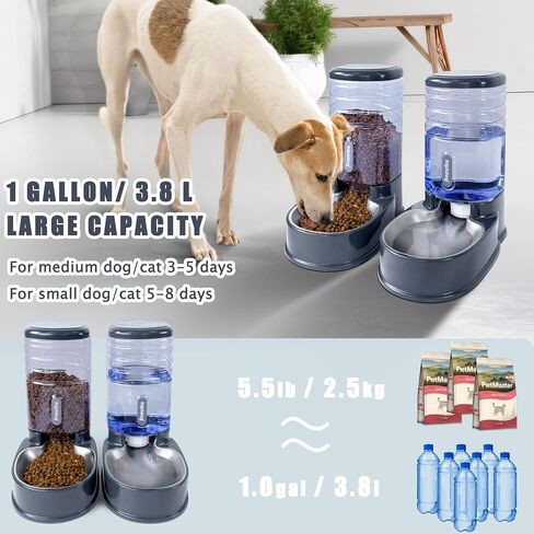 Cats Dogs Automatic Food Feeder and Water Dispenser Set 3.8L with Stainless Steel Bowl in Saudi Arabia