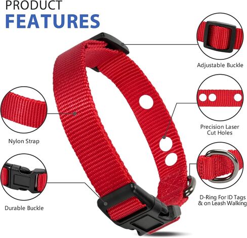 Dog Fence Replacement Collar for Shock Collar, E-Collar Replacement Strap, 1 inch Red Large in Kuwait