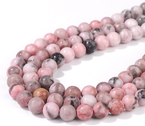 100PCS 8mm Natural Pink Zebra Jasper Beads Gemstone Round Loose Beads for Jewelry Making Chakra Crystal Stone Beads for Bracelets Necklace Earrings Making Supplies (100pcs/Strand) in Saudi Arabia