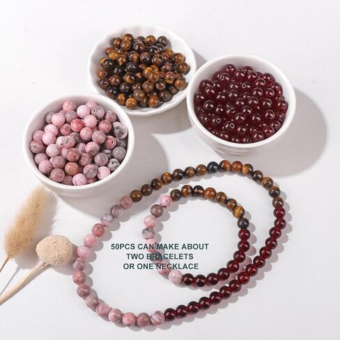100PCS 8mm Natural Pink Zebra Jasper Beads Gemstone Round Loose Beads for Jewelry Making Chakra Crystal Stone Beads for Bracelets Necklace Earrings Making Supplies (100pcs/Strand) in Saudi Arabia