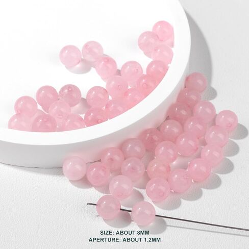 100PCS 8mm Natural Pink Zebra Jasper Beads Gemstone Round Loose Beads for Jewelry Making Chakra Crystal Stone Beads for Bracelets Necklace Earrings Making Supplies (100pcs/Strand) in Saudi Arabia