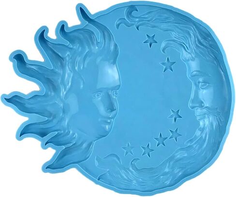 Resin Molds for Sun Moon Face Silicone Casting Molds Decorative Epoxy Resin Molds Crescent for Sun Molds for, 29.2x24.4cm, Clear in Kuwait