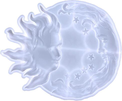 Resin Molds for Sun Moon Face Silicone Casting Molds Decorative Epoxy Resin Molds Crescent for Sun Molds for, 29.2x24.4cm, Clear in Kuwait