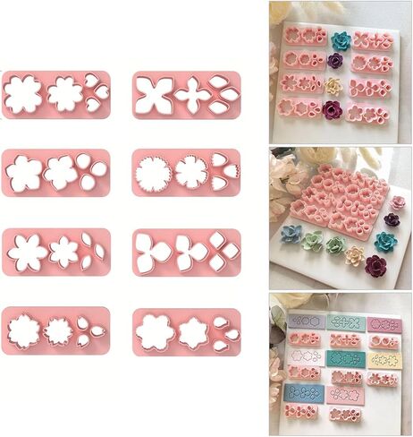 8PCS Floral Clay Molds Earring Making Molds for Handmade Earrings Jewelry Making with Reusable Silicone in Saudi Arabia
