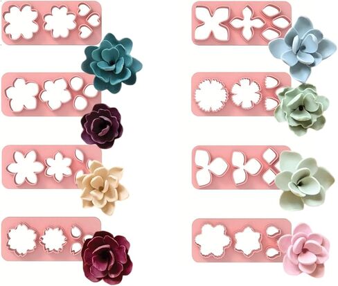 8PCS Floral Clay Molds Earring Making Molds for Handmade Earrings Jewelry Making with Reusable Silicone in Saudi Arabia