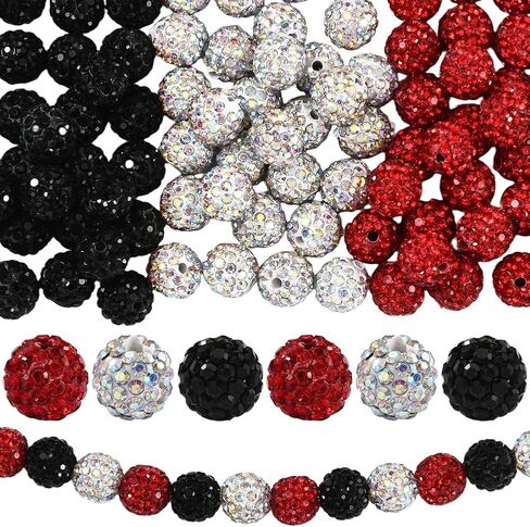 1 صندوق 90pcs 10 مم راينستون جولة الهالوين حبات الديسكو الكرة الماس الأحمر الأسود الأبيض الكريستال اللمعان الطين الطين فاصل لامع حبة فضفاضة لمجوهر in Kuwait