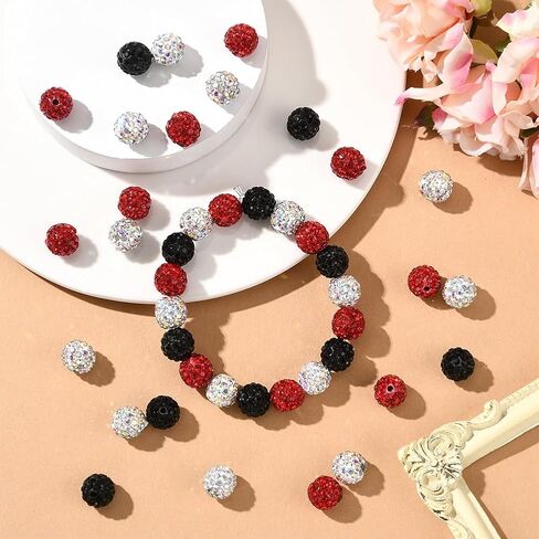 1 صندوق 90pcs 10 مم راينستون جولة الهالوين حبات الديسكو الكرة الماس الأحمر الأسود الأبيض الكريستال اللمعان الطين الطين فاصل لامع حبة فضفاضة لمجوهر in Kuwait