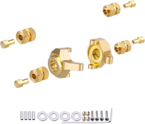 Hobbypark Brass Steering Knuckles Carriers and Brass Extended 7mm Wheel Hex Hubs Adapters for Axial SCX24 Upgrades Parts 1/24 RC Crawler Car (Black-Gold) in Saudi Arabia