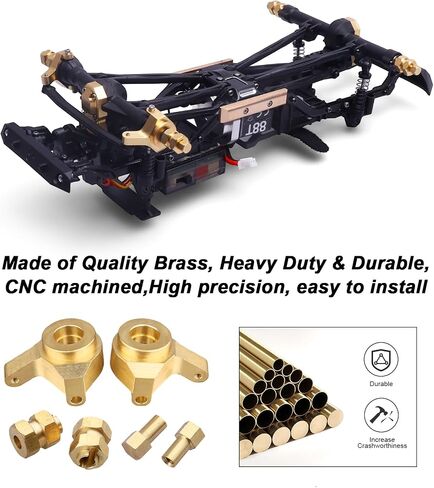 Hobbypark Brass Steering Knuckles Carriers and Brass Extended 7mm Wheel Hex Hubs Adapters for Axial SCX24 Upgrades Parts 1/24 RC Crawler Car (Black-Gold) in Saudi Arabia