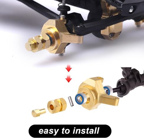 Hobbypark Brass Steering Knuckles Carriers and Brass Extended 7mm Wheel Hex Hubs Adapters for Axial SCX24 Upgrades Parts 1/24 RC Crawler Car (Black-Gold) in Saudi Arabia