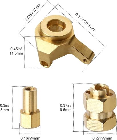 Hobbypark Brass Steering Knuckles Carriers and Brass Extended 7mm Wheel Hex Hubs Adapters for Axial SCX24 Upgrades Parts 1/24 RC Crawler Car (Black-Gold) in Saudi Arabia