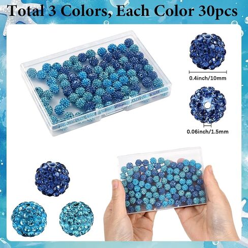 1 صندوق 90pcs 10 مم راينستون جولة الهالوين حبات الديسكو الكرة الماس الأحمر الأسود الأبيض الكريستال اللمعان الطين الطين فاصل لامع حبة فضفاضة لمجوهر in Kuwait
