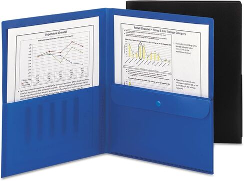 Smead Poly Two-Pocket Folder with Security Pocket, Letter Size, Black, 5 per Pack (87700) in Saudi Arabia