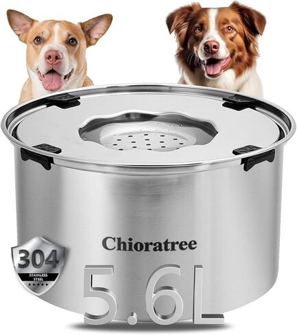 Dog Water Bowl No Spill,5.6L/1.5Gal Large Spill Proof Water Bowl for Dogs,Stainless Steel Slobber Stopper Slow Drinking Dog Bowl Anti Splash Pet Water Dispenser for Messy Drinkers in Saudi Arabia
