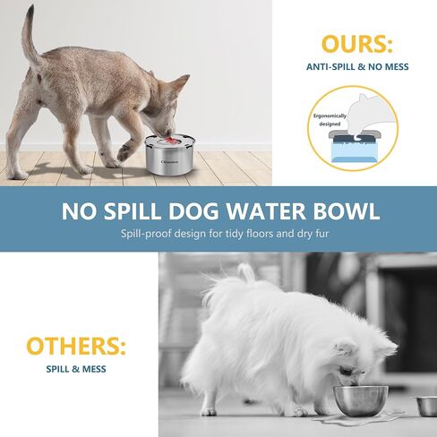 Dog Water Bowl No Spill,5.6L/1.5Gal Large Spill Proof Water Bowl for Dogs,Stainless Steel Slobber Stopper Slow Drinking Dog Bowl Anti Splash Pet Water Dispenser for Messy Drinkers in Saudi Arabia